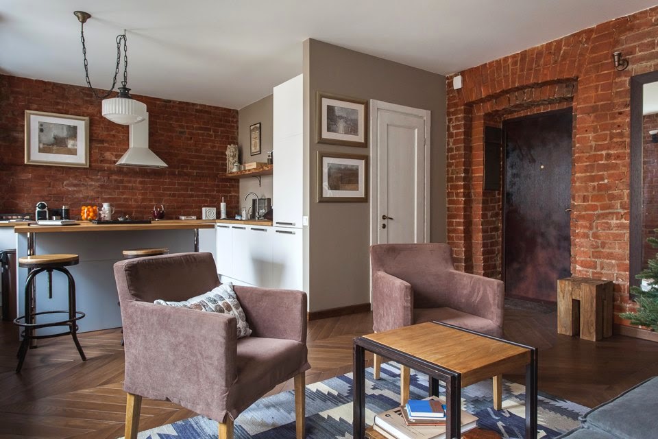 Studio Apartment Stays Authentic By Keeping Its Brick Walls Intact